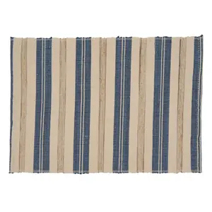 SARO  14 x 20 in. Oblong Striped Design Placemats - Set of 4