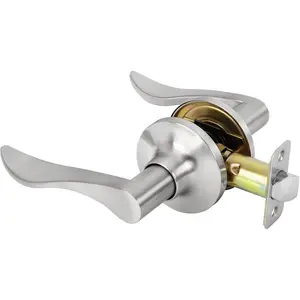 Passage Door Handle Keyless Closet Door Handles Interior Wave Lever Door Handle for Hallway, Reversible for Right & Left, Satin Nickel outdoorfun