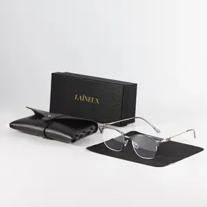 Laineux Eyewear Semi-Rimless Blue Light Glasses Fashion Unisex Eyewear Frames Lightweight Resin Lens Anti-Blue Light Comfort Fit for Everyday Use His and Hers Gifts