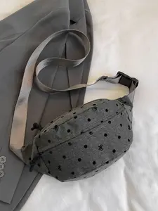 Lightweight Versatile Multi-Pocket Polka Dot Bow Design Chest Bag, Perfect for Daily Outings, Stylish and Practical Accessory