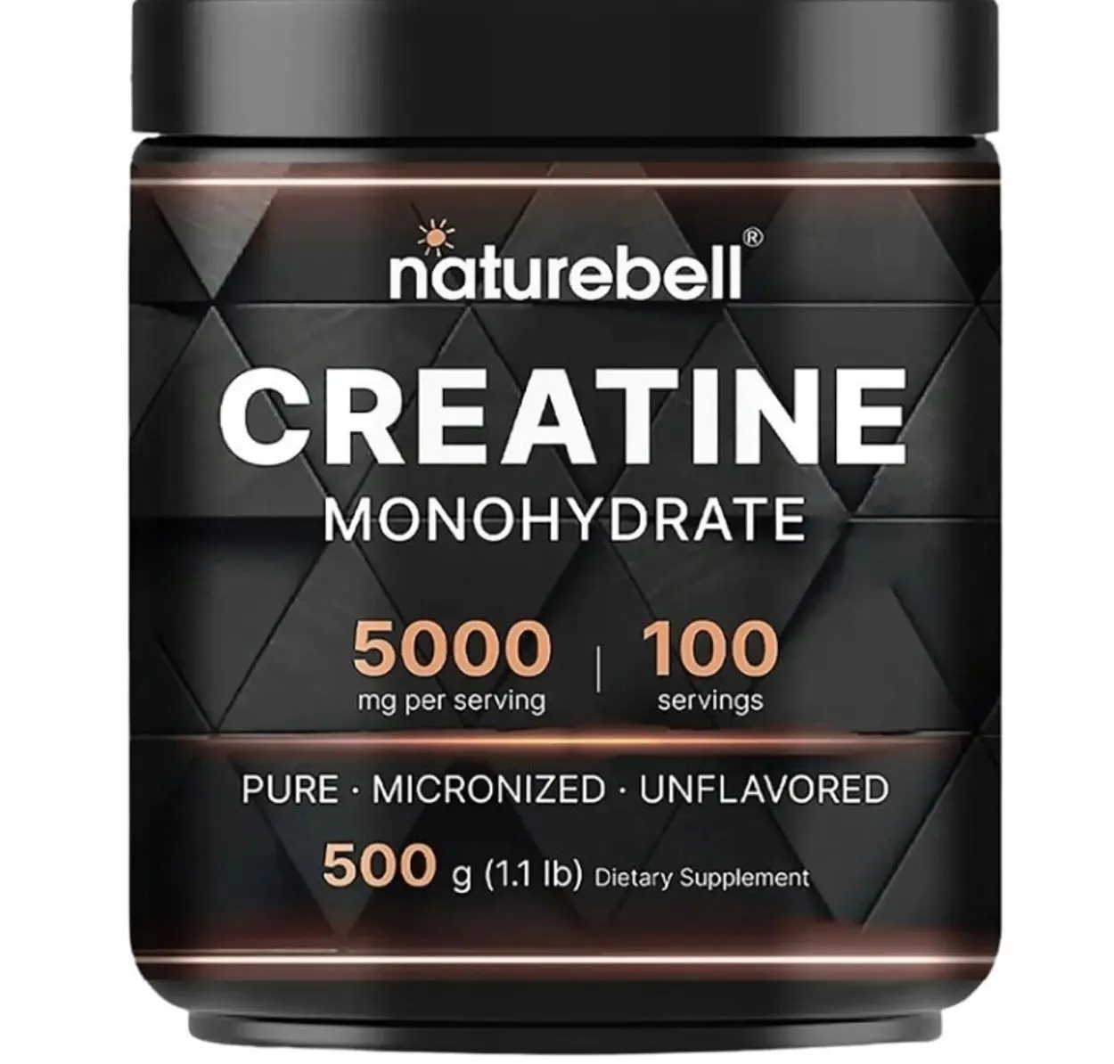 NatureBell Creatine Monohydrate Powder - 500g - Micronized Powder - Delivers 5,000mg Creatine Per Serving - Pre-Workout or Post-Workout Support* - Vegan & Keto Friendly - Unflavored