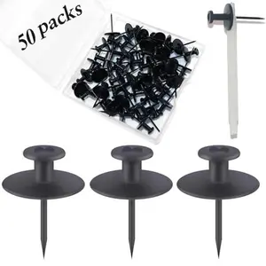 50 PCS Push Pins Picture Hangers Wall Hooks, Double Headed Thumb Tacks for Wall Hangings, Renter Friendly Decor Small Picture Frame Hangers for Drywall Cork Board Home Office Photo Decorations(Black)