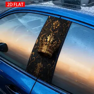 2Pcs Luxury Gold Crown Car B Pillar Stickers, Self-Adhesive Waterproof Scratch-Resistant Vinyl Decals, Ideal for Exterior Decoration