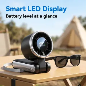 Portable Handheld Fan with LED Display, Rechargeable Turbo Fan, Foldable Personal Cooling Fan for Travel & Outdoor