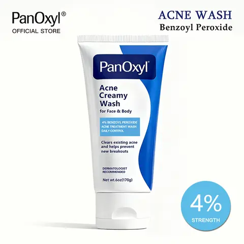 [PanOxyl official] PanOxyl Hydrating Acne Creamy Wash with 4% Benzoyl Peroxide - Skincare，6 oz （170g） Facial Daily