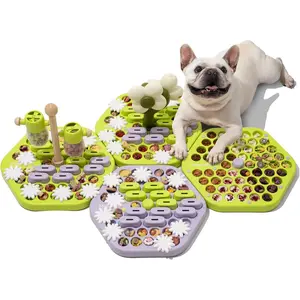 MEWOOFUN Dog Intelligence Toy Set, Interactive Treat Dispenser, Brain Training Toy for Small Medium Large Dogs (Green and Purple Set, M*4)