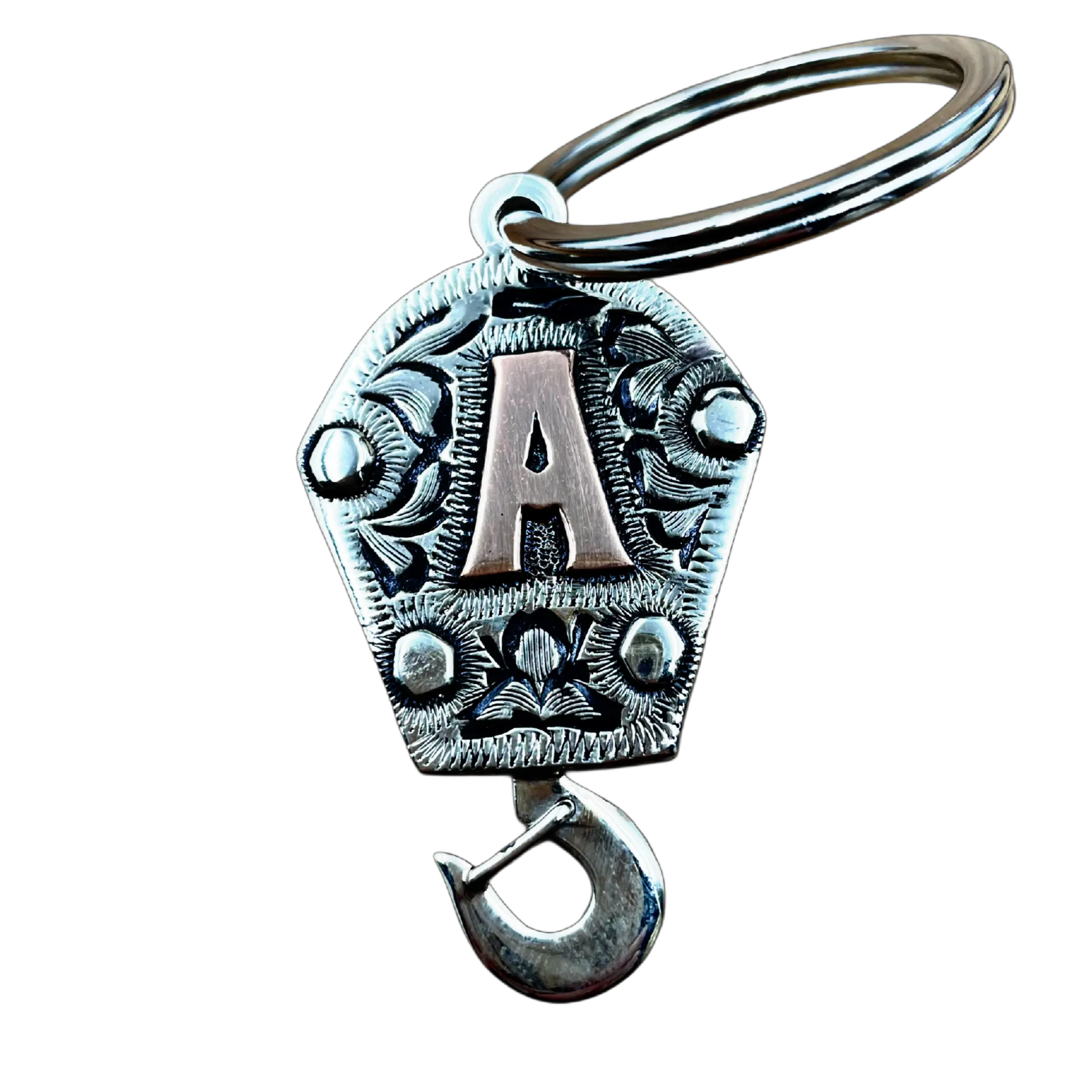 Crane Hook Keychain Handmade. Custom Initial Made Out of Copper. Made To Order. Ships in 21 days