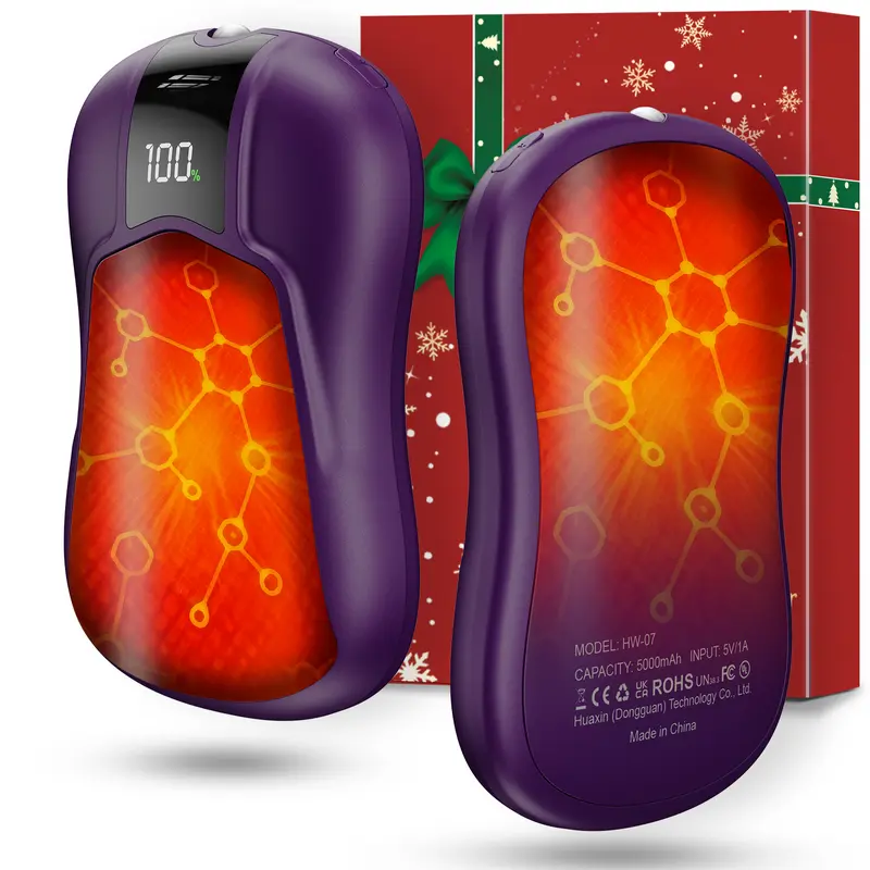 Magnetic Rechargeable Hand Warmers (2-Pack) UL-Certified, Lightweight Ultra-Thin Portable, 3 Intelligent Fast Heating Gears, AI Temperature Control, Ideal for Christmas, Fishing, Thanksgiving, Golfing, Outdoor Activities