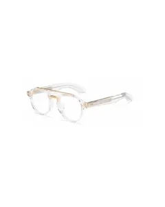 Boston Beacon Hill Unisex Classic Round Acetate & Metal Frame Clear Acetate Gold Double Bridge Rx-Able Eyeglasses