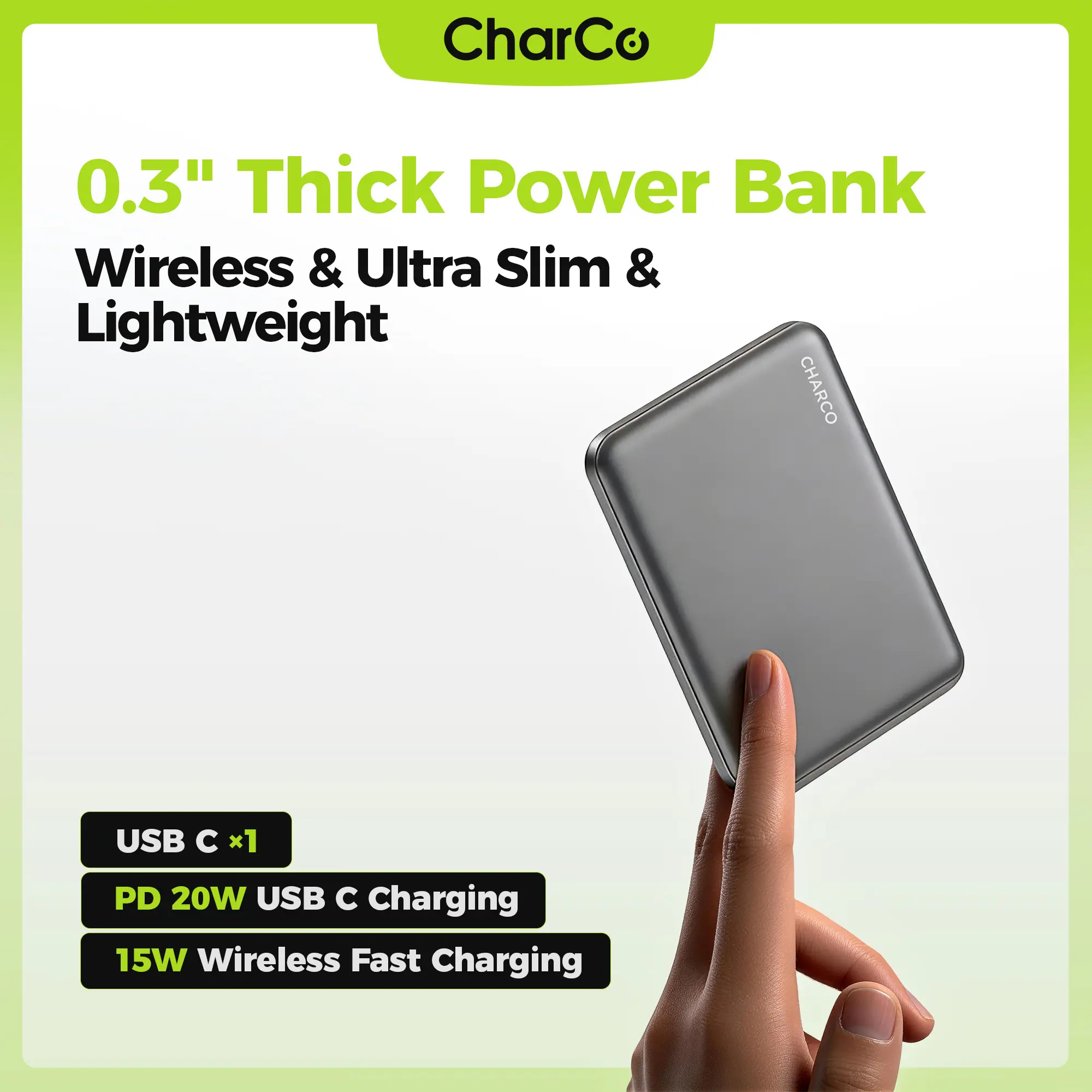 CHARCO Magnetic Power Bank for Magsafe Fast Charging, 5000mAh Wireless Portable Charger with Ultra Slim & Lightweight, Compatible with iPhone 17/16/15/14/13 Series,Travel Essential
