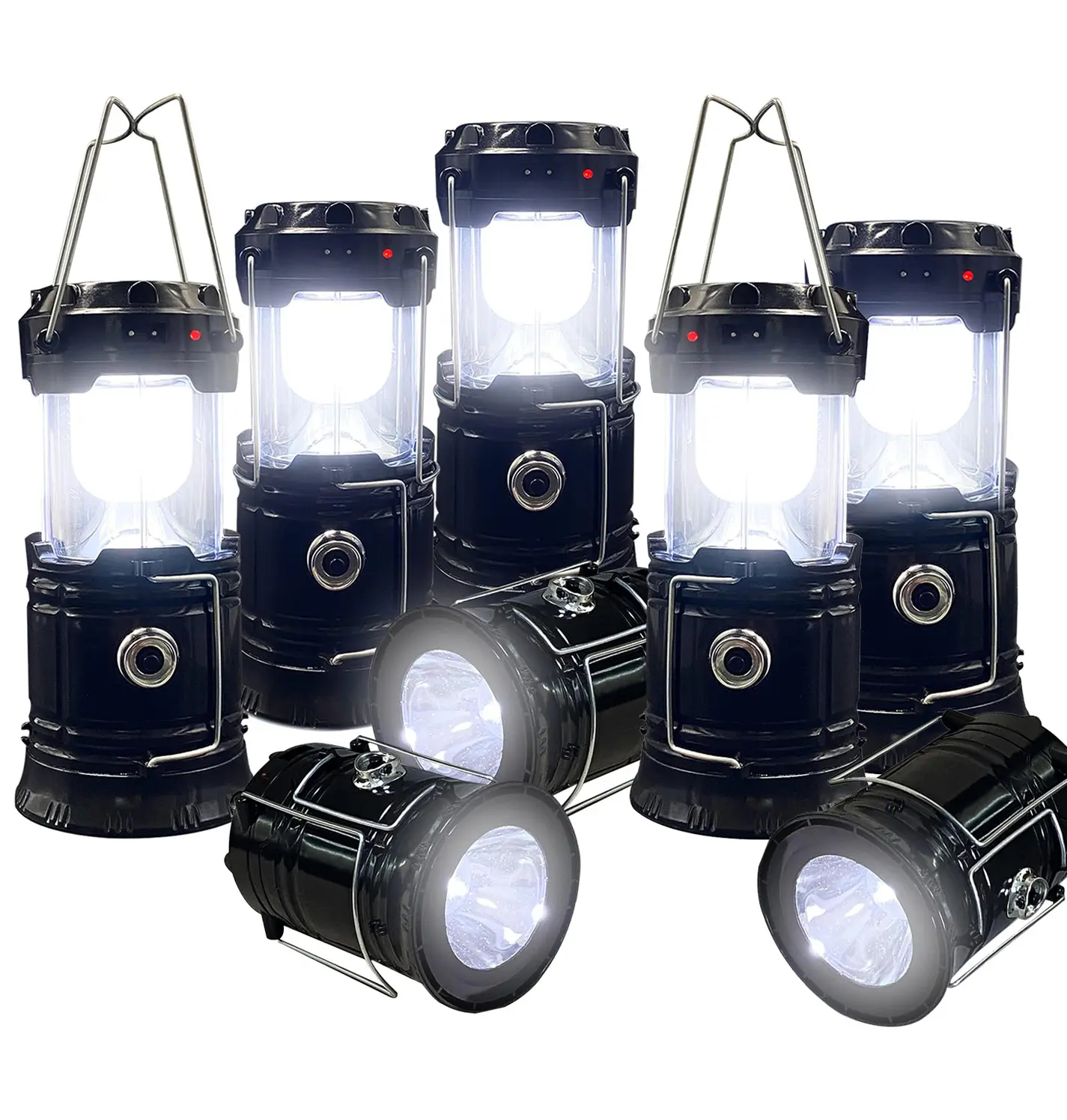 8-Pack Collapsible LED Camping Lanterns Emergency Kit - 200LM Bright, Waterproof, Solar-USB Dual Recharge Methods, Compact, Durable, Lightweight for Hiking, Power Outage - Memorial Day Sale, Father's Day Gift