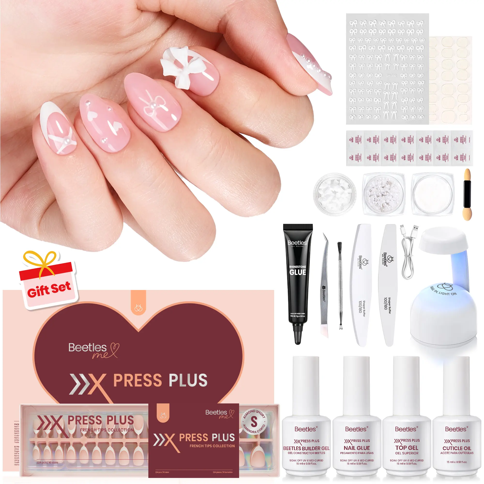 Short Almond【3French+1ombre+3Pure】16Sizes 224Pcs