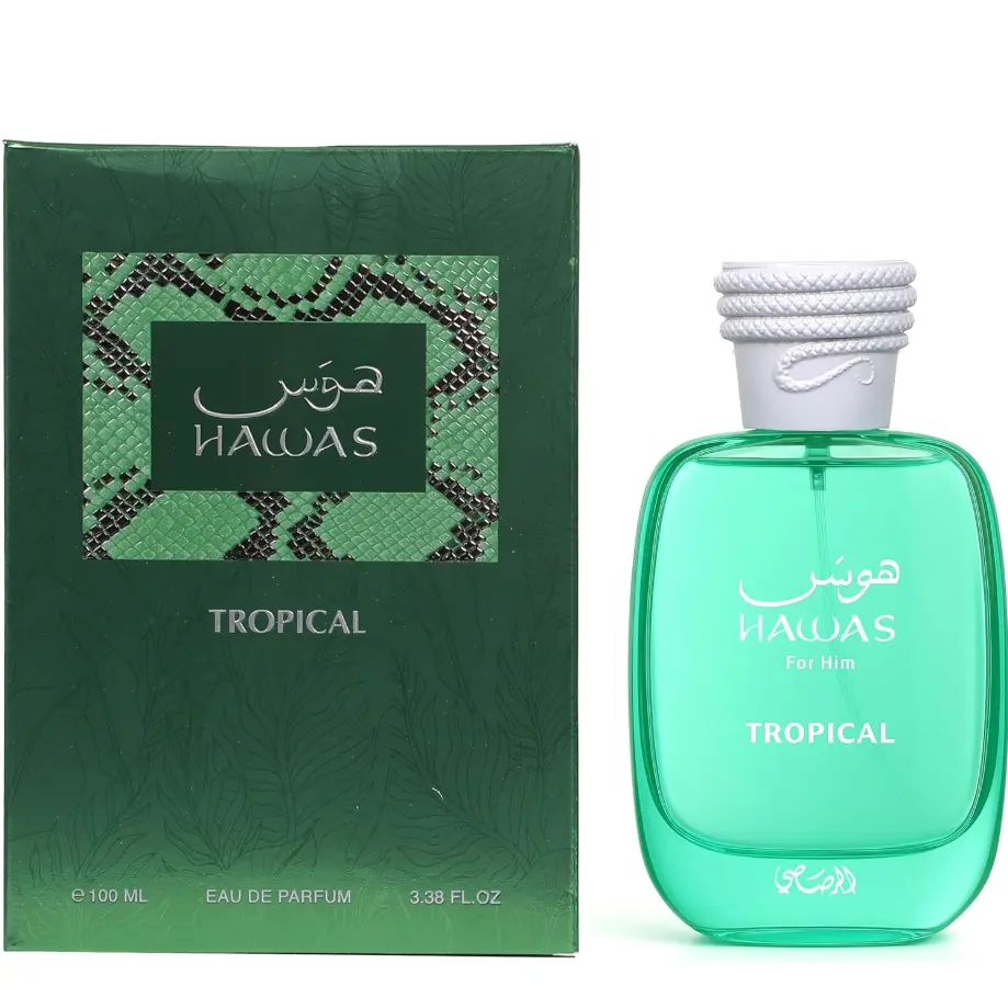 Rasasi Hawas Tropical Eau De Parfum for Men - 100ml Spray-On, Aromatic Citrusy Fruit-Flavored, Intense Fragrant Longlasting Men's Fragrance for Daily Wear Single Item, Spray-On Men's Fragrance