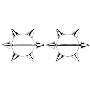 Spikes Nipple Barbell Shields - Stainless Steel - Pair