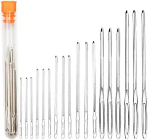 Hekisn Large-Eye Blunt Needles, Stainless Steel Yarn Knitting Needles, Sewing Needles, Crafting Knitting Weaving Stringing Needles, Perfect for Finishing off Crochet Projects (18 Pieces) HEKISN