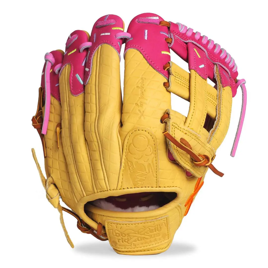 Unisex Leather Baseball Glove, Handmade Craft Softball Glove with Ice Cream Design for Ball Sports & Outdoor Activities, Pro Grade