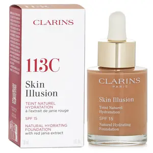 Clarins Skin Illusion Teint Natural Hydration SPF 15  113 Chestnut 1oz 113 Chestnut 113 Chestnut