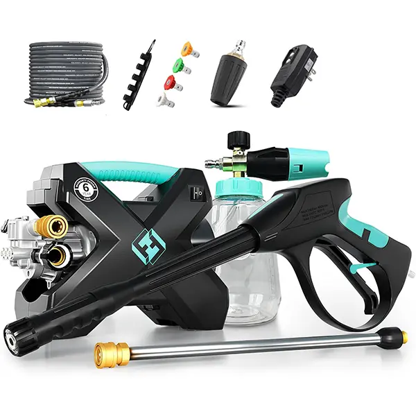 2025Pro Brushless Wall-Mount Pressure Washer with Copper Motor, 3.5-4.0 GPM Flow, Compact Portable Unit, 5 Nozzles, 1000ML Adjustable Foam Cannon, for Car Detailing, Multiple Surfaces, DIY Users, Blue