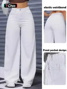 Classic Stylish High-Waisted Wide-Leg Denim Jeans, Versatile Non-Stretch Pants Fit for Everyday Wear, Timeless Fashion Essential