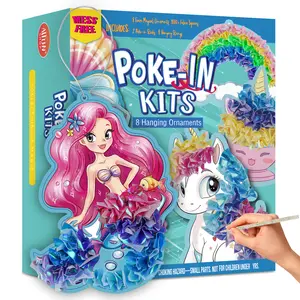 Poke in Kits Unicorn Mermaid Crafts Birthday Gift for Girls 4 5 6 7 8 9 Years Old, DIY Presents, Mess Free Art Activity