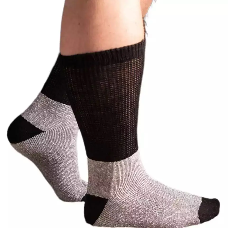 GENERATION SQUARE Men's Thermal Diabetic Crew Socks (12 Pairs) - Size 10-13, Casual Stylish Menswear, Non-Binding Cushioned Loose Fit, Thick Warm Plain Black, Cotton-Acrylic Breathable Fabric, Hand Wash Only, Fashion, Athletic Mid-Calf Socks