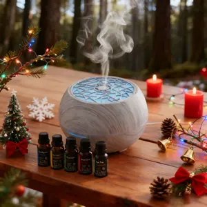 Quiet Ultrasonic Aromatherapy Humidifier 550ml essential oil aroma diffuser 7-color mood light, Remote Control humidifier 6 fragrance scent dispenser Diffuser,perfect gift for Aroma life shop and room decor
