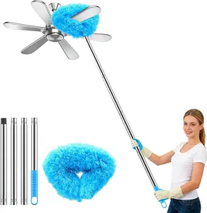 Extendable Microfiber Ceiling Fan Duster | 47" Telescoping Cleaning Tool with Washable Triangular Head