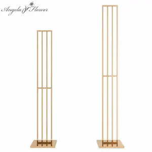 A9135 4.9ft +5.9ft Gold-Plated Metal Geometric Square Flower Stand Wedding Event Backdrop Props
