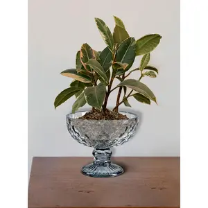 Embossed Glass Pedestal Compote, 5" Diameter & 4" Tall