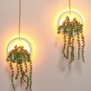2pcs Artificial Succulents Hanging Plants 12.2'' Fake String of Pearls in Pot with 8.3'' Lanyard for Indoor Outdoor Wall Decor. bouquet weeping housewarming gift