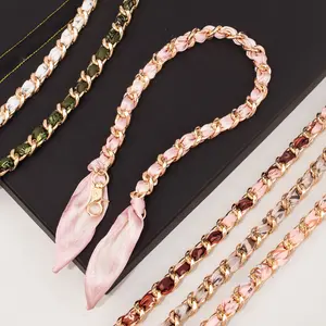 Trendy Single Shoulder Replacement Bag Chain with Stylish Scarf Woven Decorative Strap – Long Metal, Chic & Versatile, Perfect for Underarm Style