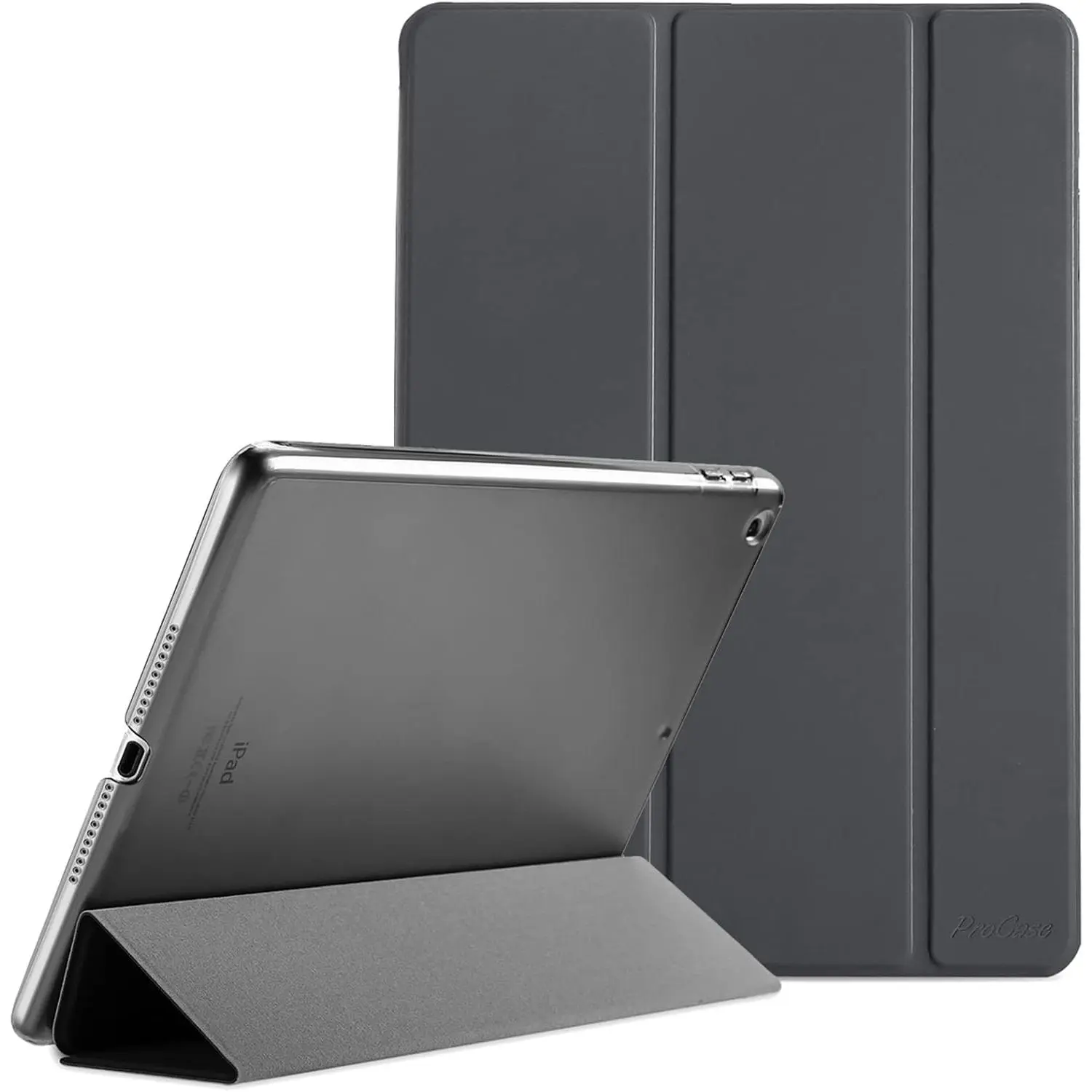 Smart Case for iPad 9.7 Inch iPad 6th/5th Generation Case 2018 2017(Model: A1893 A1954 A1822 A1823), Ultra Slim Lightweight Stand Case with Translucent Frosted Back Smart Cover -Grey