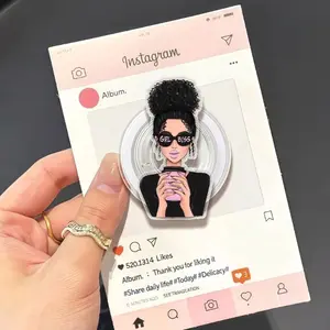 Slay Boss Phone Grip: Pretty Melanin Girls MagSafe Pop Socket, Boss Girly Kindle Holder