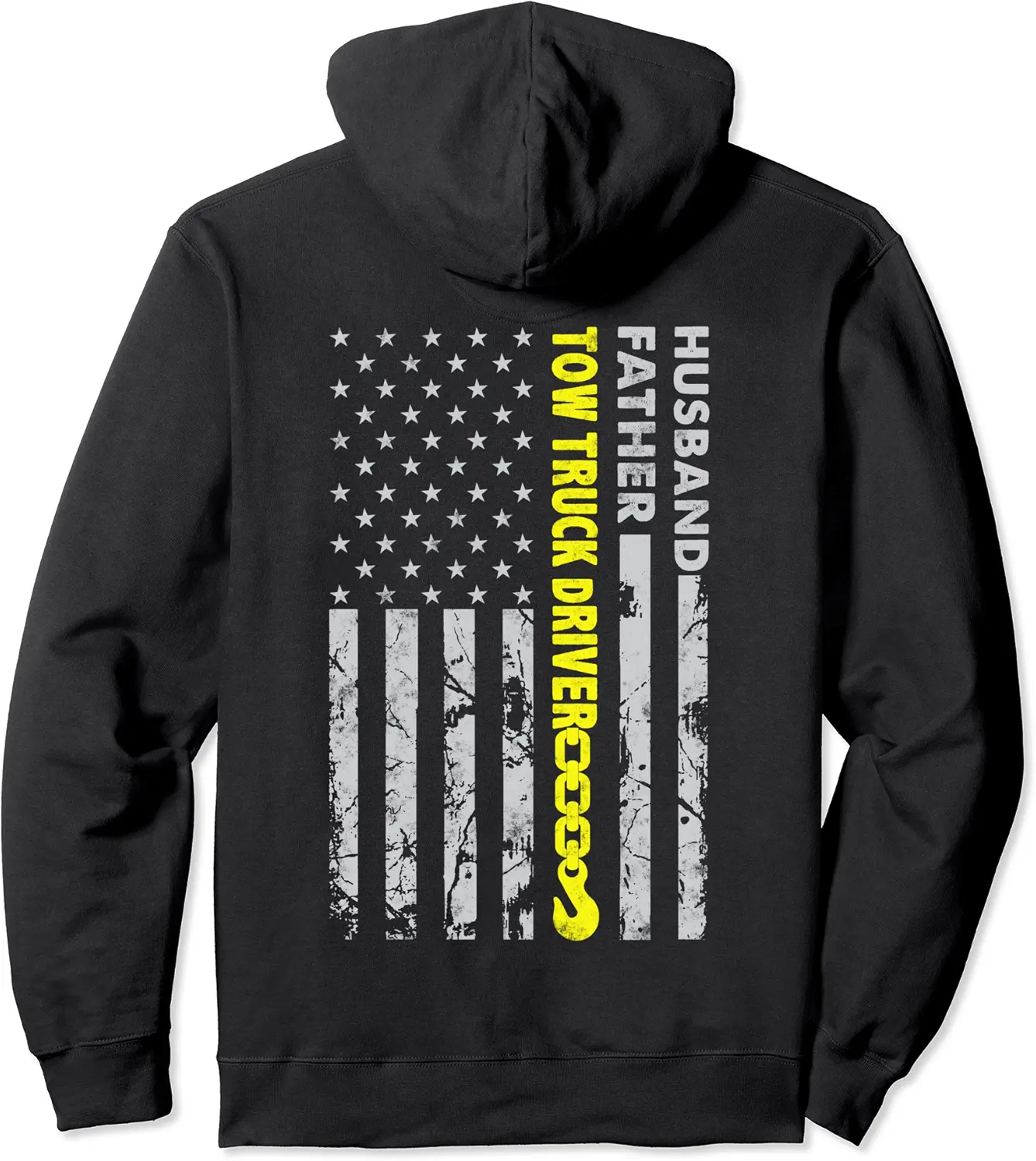 Husband Father Tow Truck Driver American flag Towing Dad Pullover Hoodie - Winniekemo Shop 34B095NNFYKC