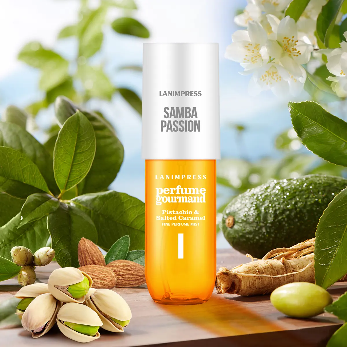 LANIMPRESS Samba Passion Body & Hair Fine Perfume Mist with Gourmand Notes Perfect for Gift Or Casual Attire for The Modern Lady Travel Size Long Lasting Perfume Spray Caramel Scent Captivating Scent Fruity Scents
