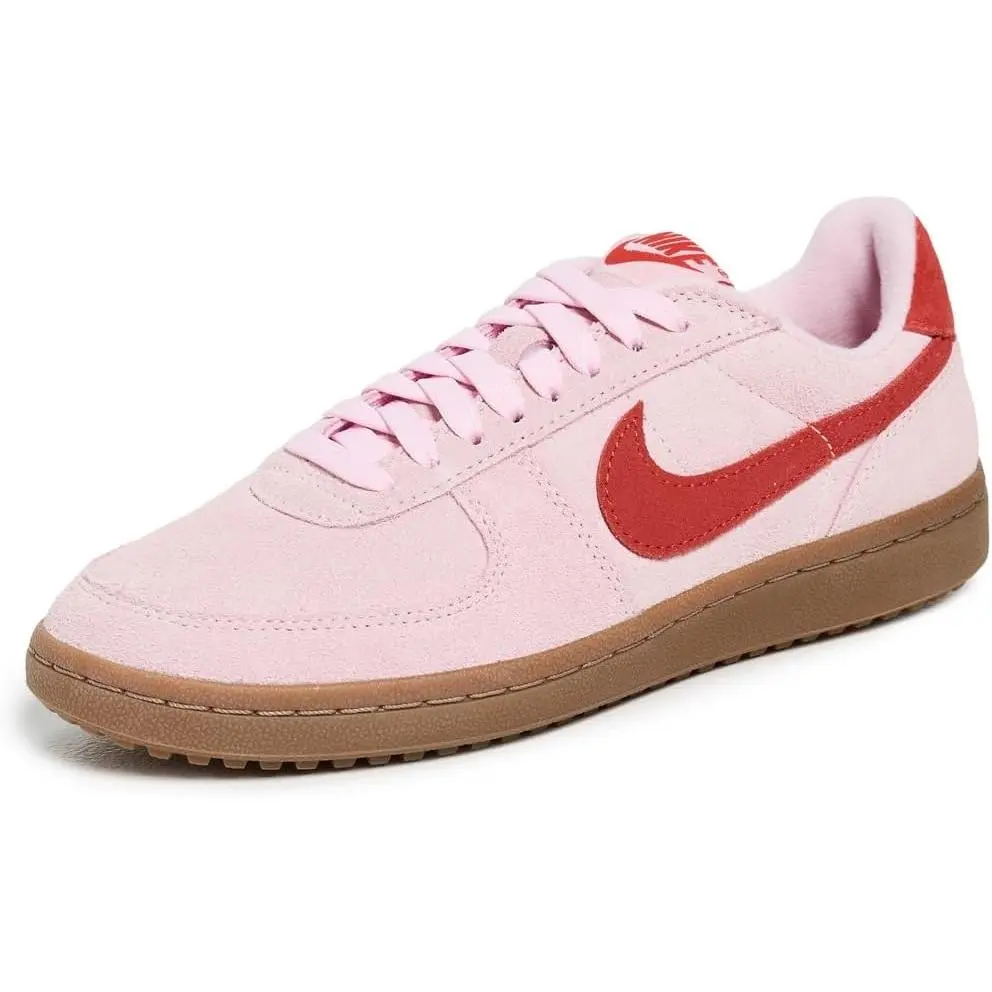 Women's Nike Field General Athletic Casual Trainers - Pink Foam/Light Crimson, Round Toe, Solid, Breathable, Lace-Up, Retro Gridiron, Suede Upper, IF1743-602, for Casual Wear