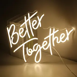 Better Together Letter Design Neon Sign, USB Powered LED Glowing Wall Mounted Neon Light, Decorative Lamp for Home Wall Decoration, Party Decoration