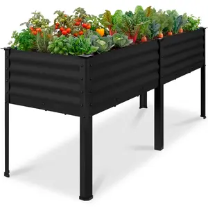 Best Choice Products 72x24x30in Non Toxic Elevated Galvanized Metal Garden Bed Corner Protectors