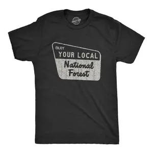 Mens Enjoy Your National Forest Funny Outdoor Vintage Camping Mountains T shirt Mens Funny T Shirts Cool Vintage Fashion T-Shirt Gift Classic Menswear Vintage Apparel for Men Funny Camping Short Sleeve Novelty Black