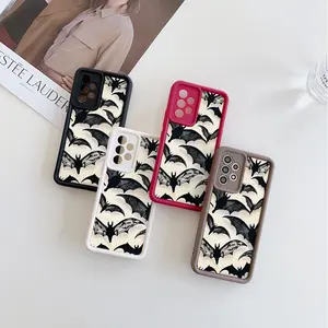 Black Flying Bat Pattern Anti-drop Matte Phone Case, Suitable for Samsung S25/S24 Ultra/S23 FE/S22 5G/EDGE, A56 5G/A36/A26/A16 Series, Ideal Gift for Thanksgiving and Christmas for Family, Friends, Lovers, Boyfriend, Girlfriend