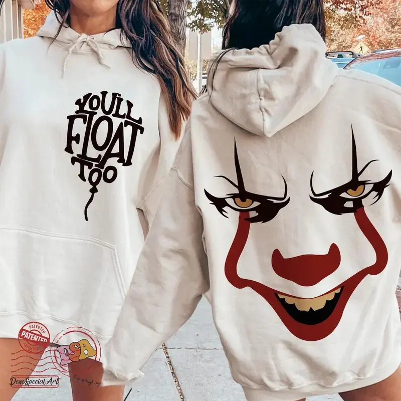 Horror Clown Balloon Hoodie, Horror Movie Shirt, Halloween Character, IT Movie Tee