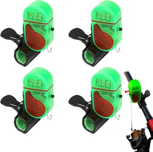 2025 New Sensitive Smart Fishing Bite Alarm with LED Light, 2-Piece Clip-On Electronic Bells for Rods, Fishing Equipment Fish Bite Alert (Black, Green, 3x1 cm)