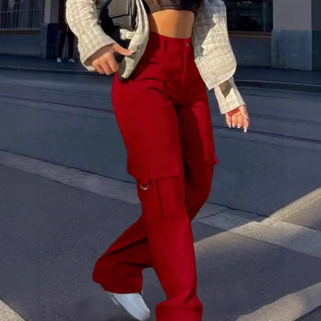 Red quick-drying wear-resistant and dirt-resistant Kusa overalls loose and lazy style versatile women's summer thin casual pants women's