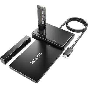 M.2 NVMe SSD Enclosure Adapter - 10 Gbps Hard Drive Reader Tool Free Pcie NVMe Adapter External USB 3.2 M2 SATA Case Converter Supports M Key Any Sizes M.2 2.5" /3.5" SATA Solid State Drive