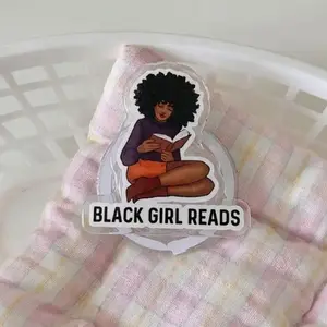 Black Girl Reads Phone Grip, Cute Personality Pop Socket For Kindle, Girl Book Aesthetic And Trendy Black Gifts