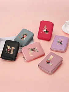 Stylish Accordion Structure Zipper Card Holder with 26 Letter Print. Zippered Card Holder with Multiple Card Slots and Large Capacity. Wallets for Men and Women, Simple and Stylish, With Practical Functions. Valentine's Day Gifts for Family and Partners.