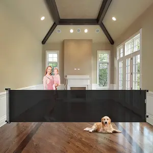 WOMHOM 100 Inch Extra Wide Baby Gates for Large Opening Retractable Indoor Baby Gate for Dogs Puppy Gates for The House 8.3ft Width for Kids Extra Long Retractable Dog Gate for Stairs Outdoor (Black)