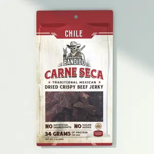Vaquero Bandido Chile Carne Seca - Authentic Traditional Mexican Dry Crispy Beef Jerky 34g | Medium Spicy Thin-Cut Dried Meat Snack | 17g Protein, No Sugar, No Artificial Ingredients, All Natural, Keto Friendly, Bold Flavor, Savory On-the-Go Snack Chile