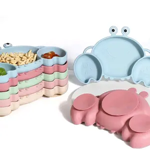 Silicone Crab Design Suction Cup Bowl - Colorful Stackable Plates for Kids' Meals