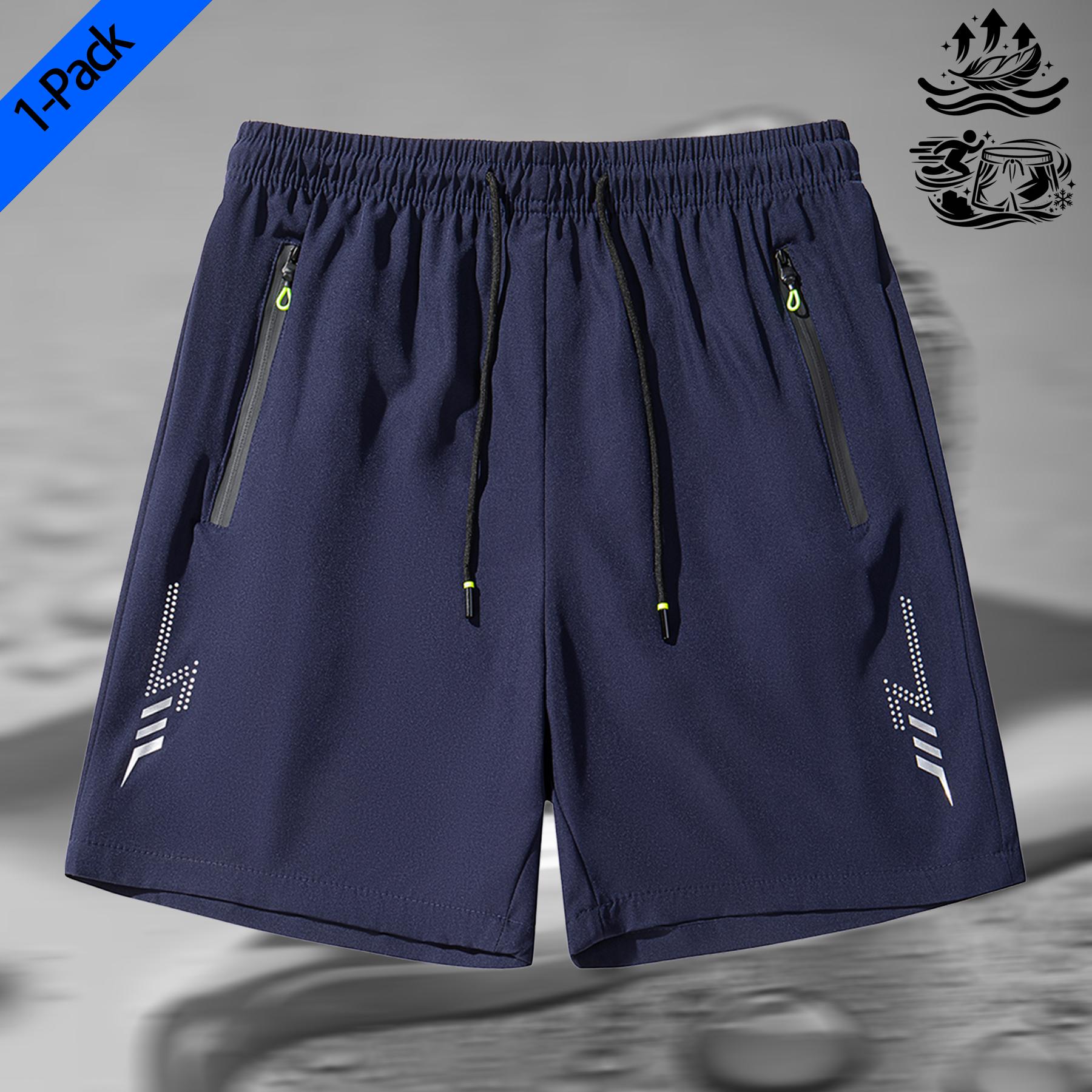 Men's 1 Pack Athletic Running Shorts Quick Dry Moisture Wicking Lightweight Breathable Gym Workout Shorts with Zipper Pockets Stretchy Elastic Waist for Jogging Hiking Outdoor Sports Training Casual Daily Wear Active Performance